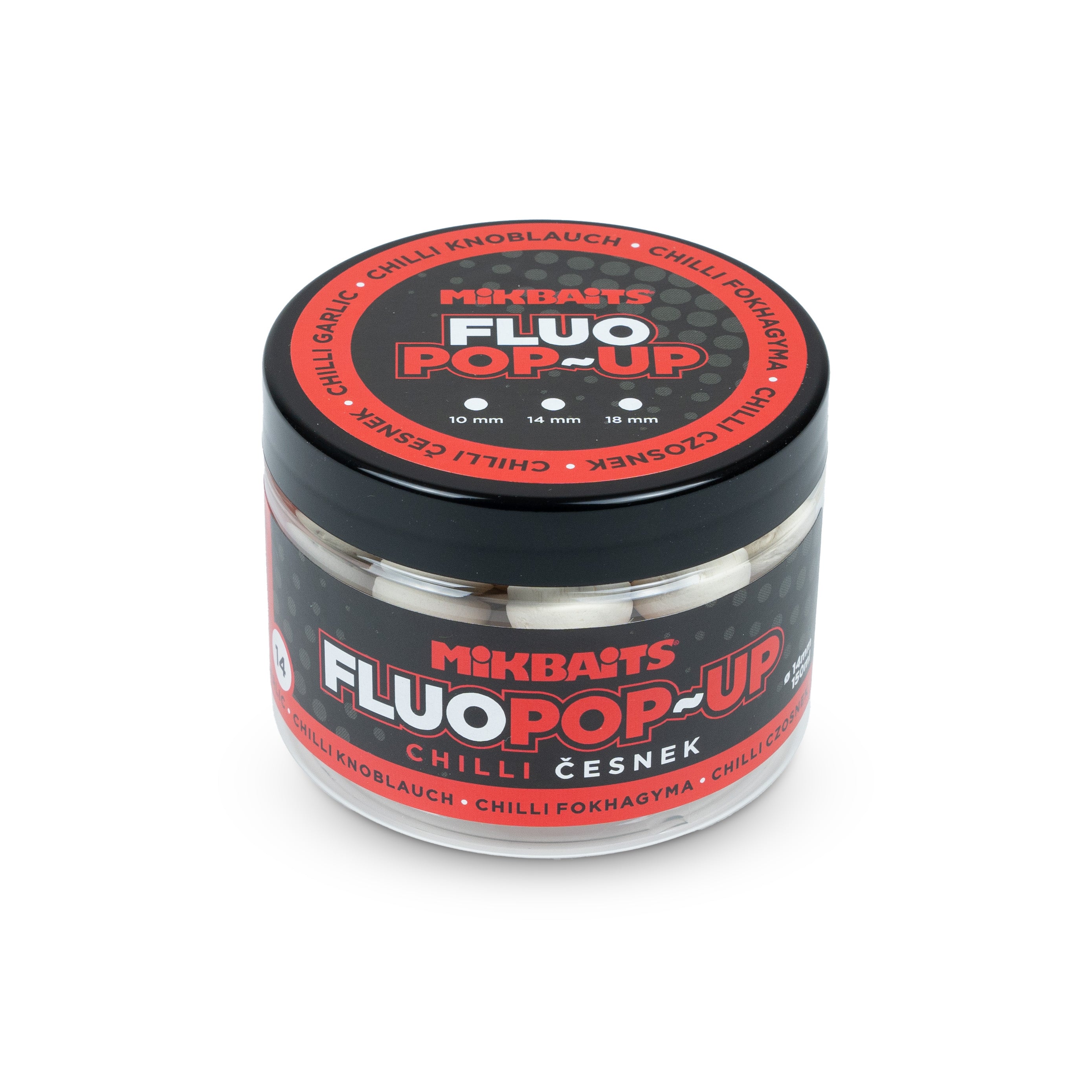 Mikbaits Плаваючі флуо бойли 150ml Чилі Часник