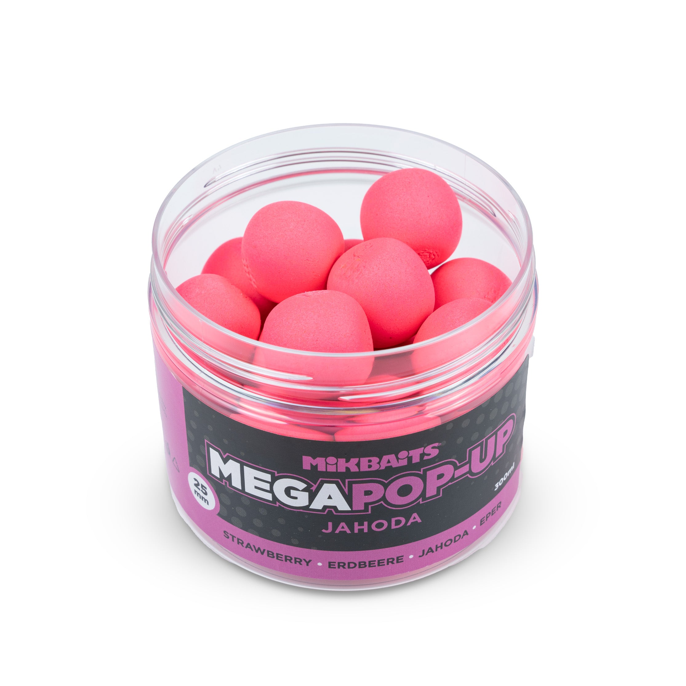 Mikbaits Mega Плаваючі флуо бойли 300ml Полуниця
