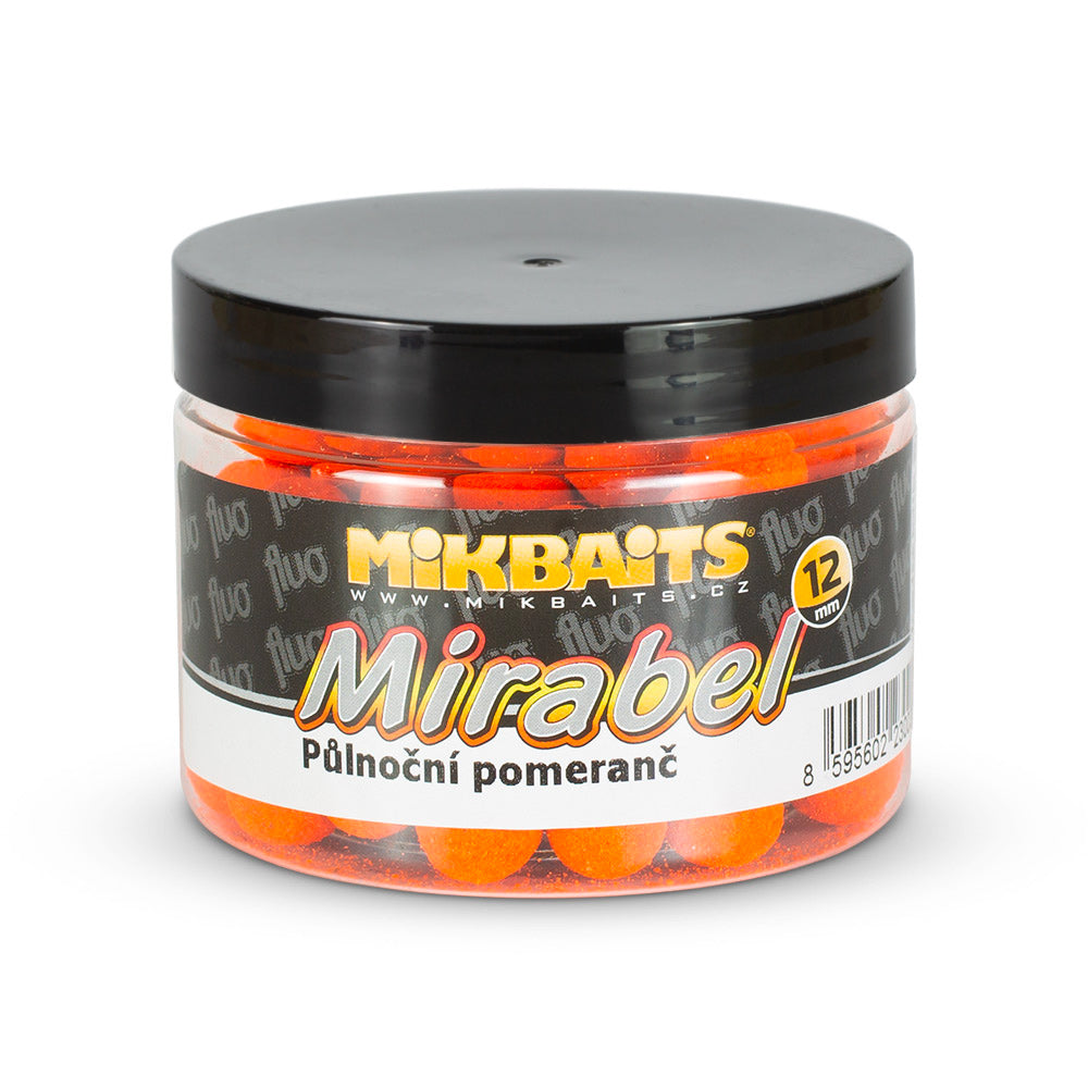 Mikbaits Mirabel Fluo boilie 150ml Půlnoční pomeranč