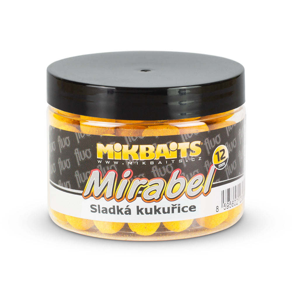 Mikbaits Mirabel Fluo boilie 150ml Sladká kukuřice
