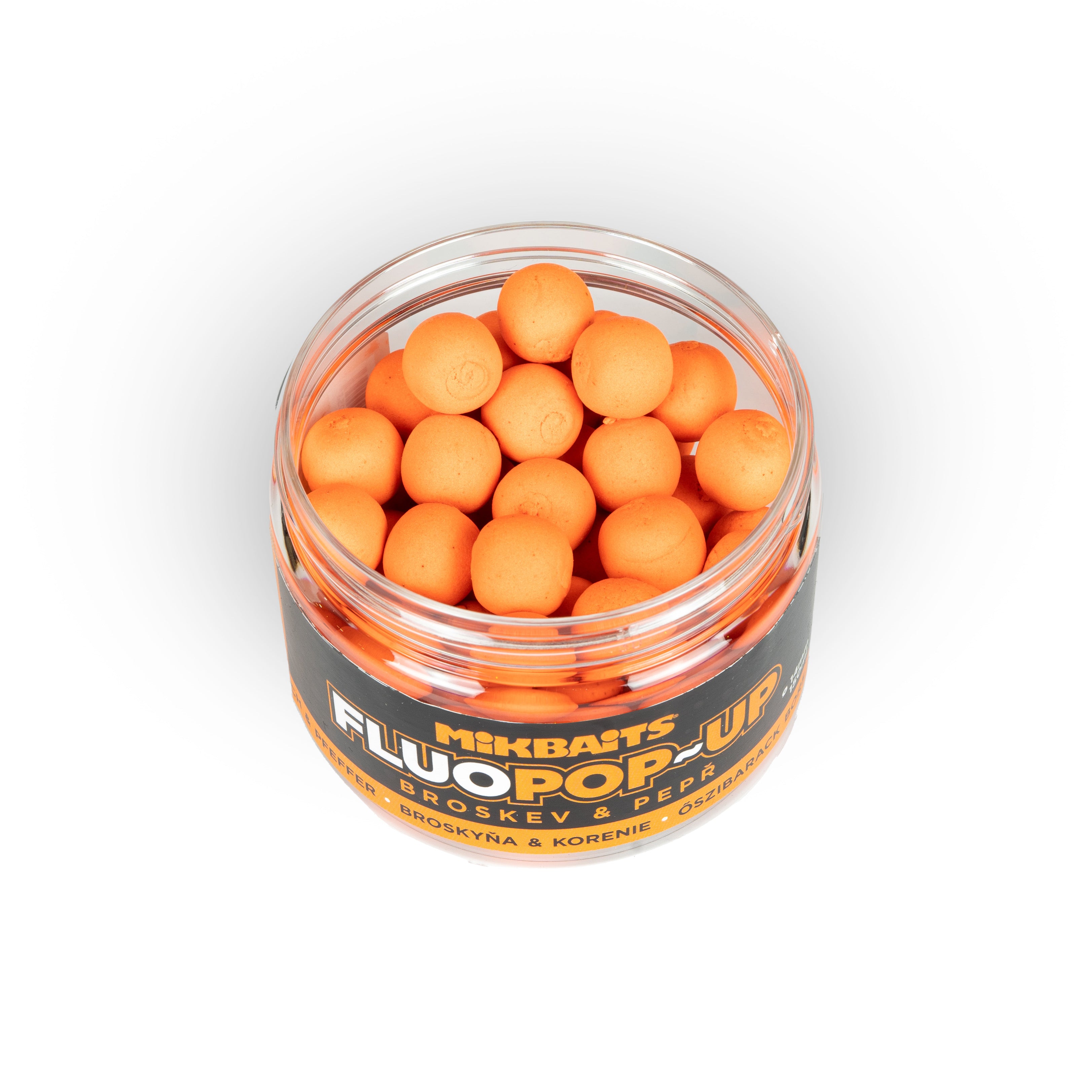 Mikbaits Плаваючі флуо бойли 150ml Персик Перець