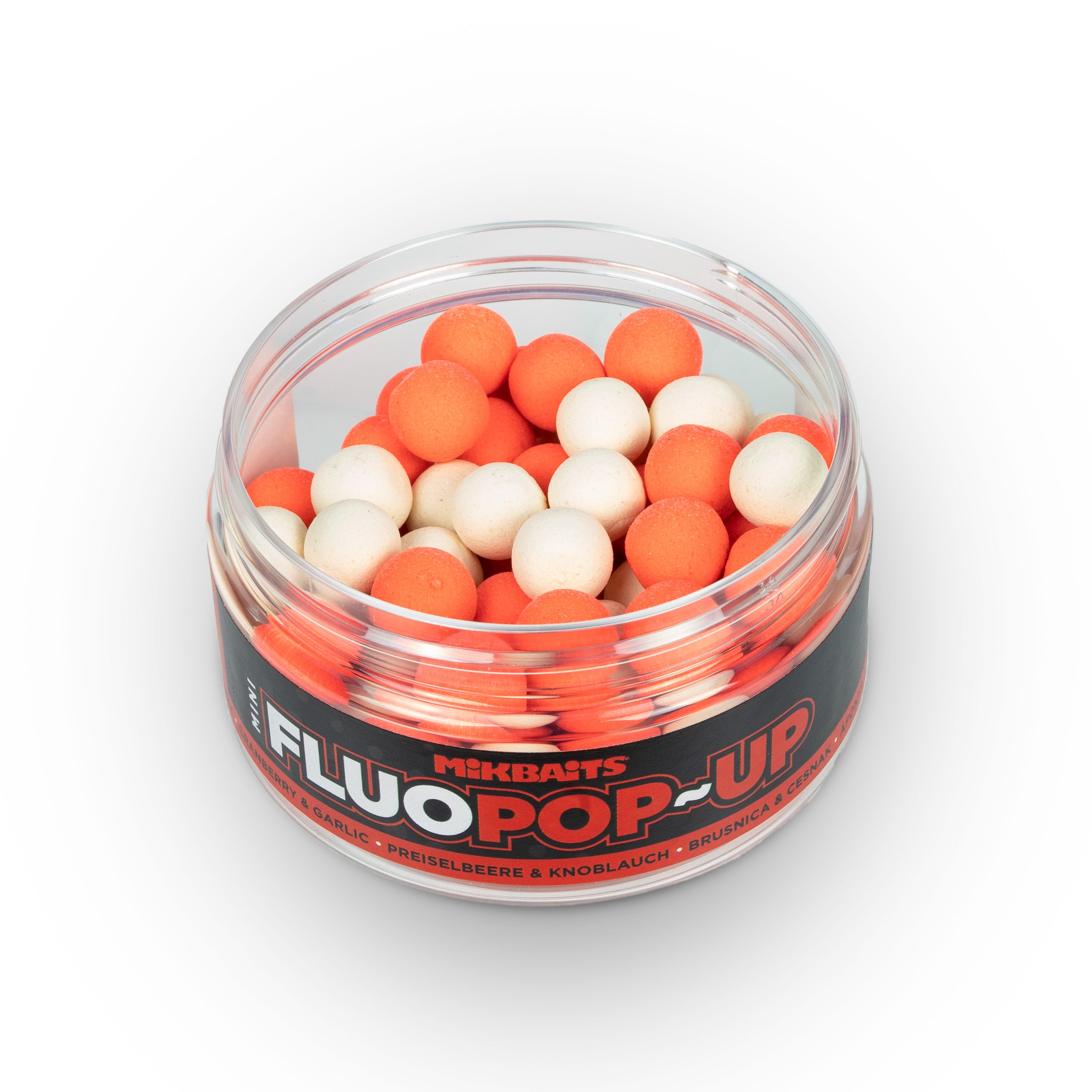 Mikbaits Міні Плаваючі флуо бойли 100ml Брусниця Часник