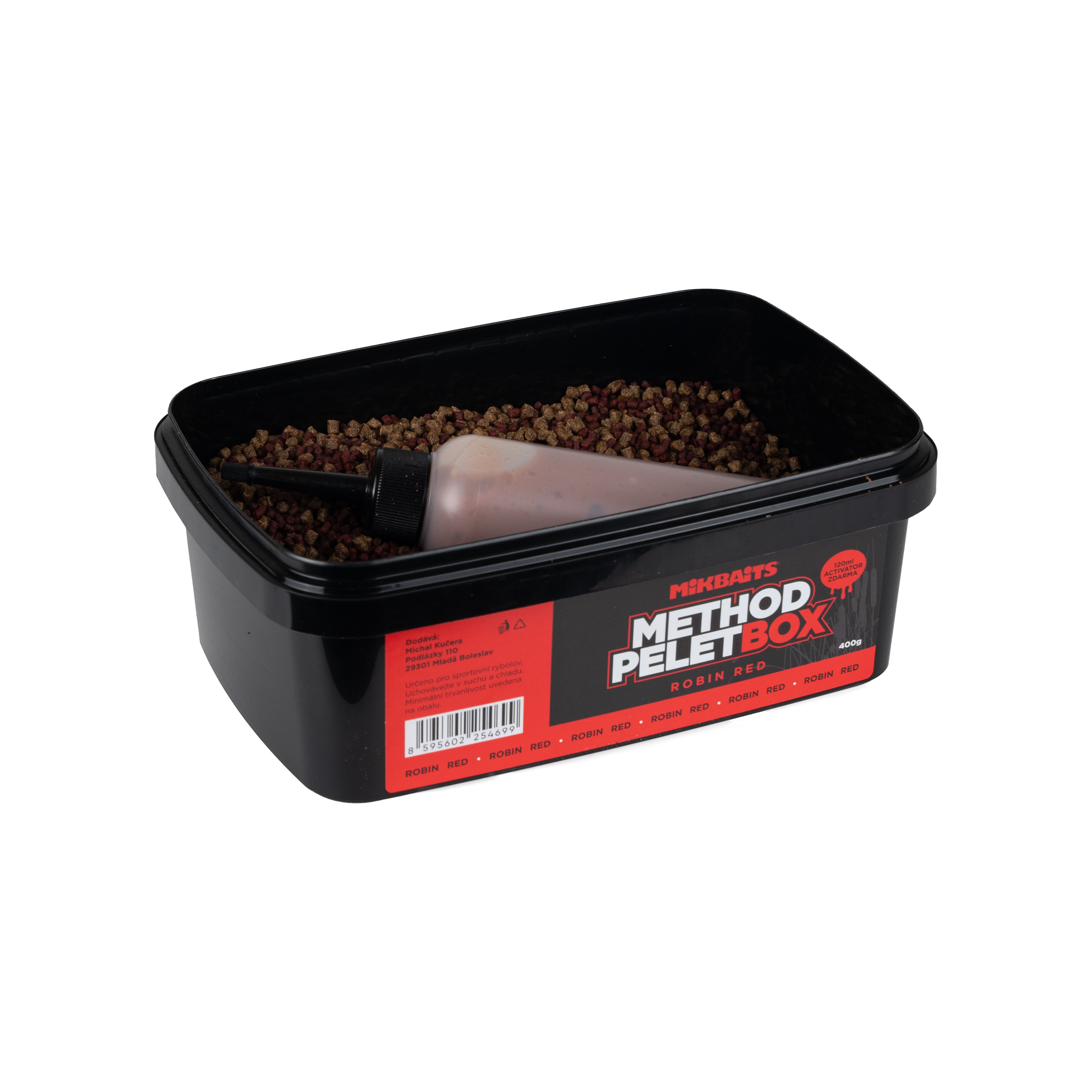 Коробка пелет Mikbaits Method 400г + 120мл активатора Robin Red