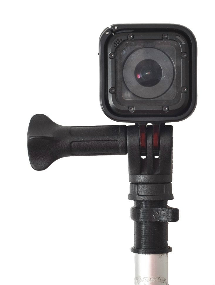 Befestegt Foto- a Videohalter mat teleskopesche Staang