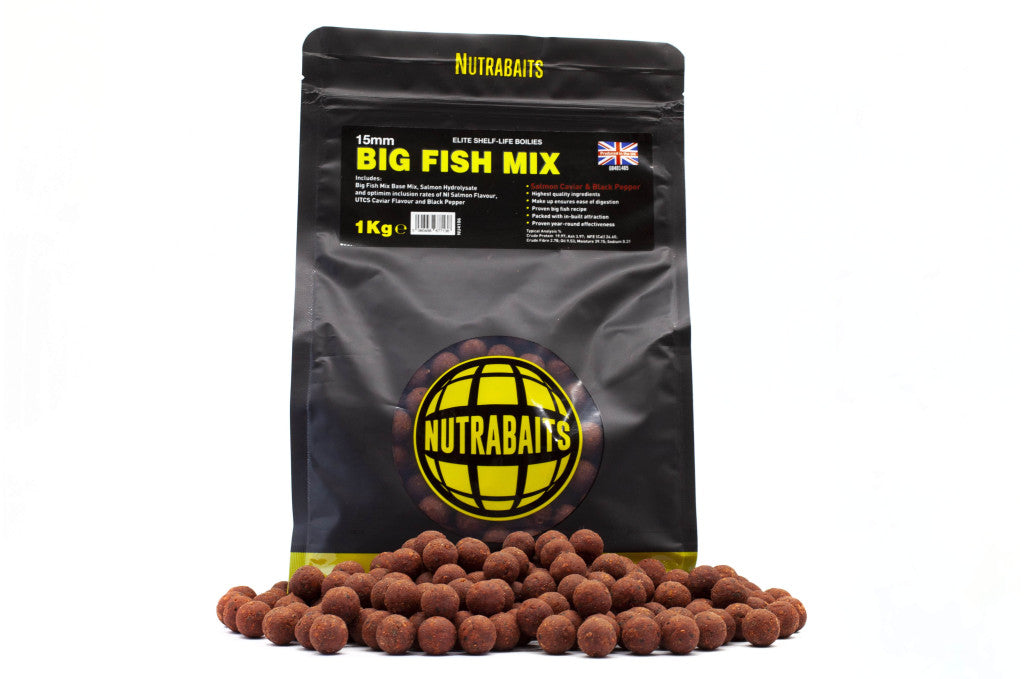 Nutrabaits тривалі бойли 1кг Big Fish Mix (лососева ікра чорний перець) 18мм