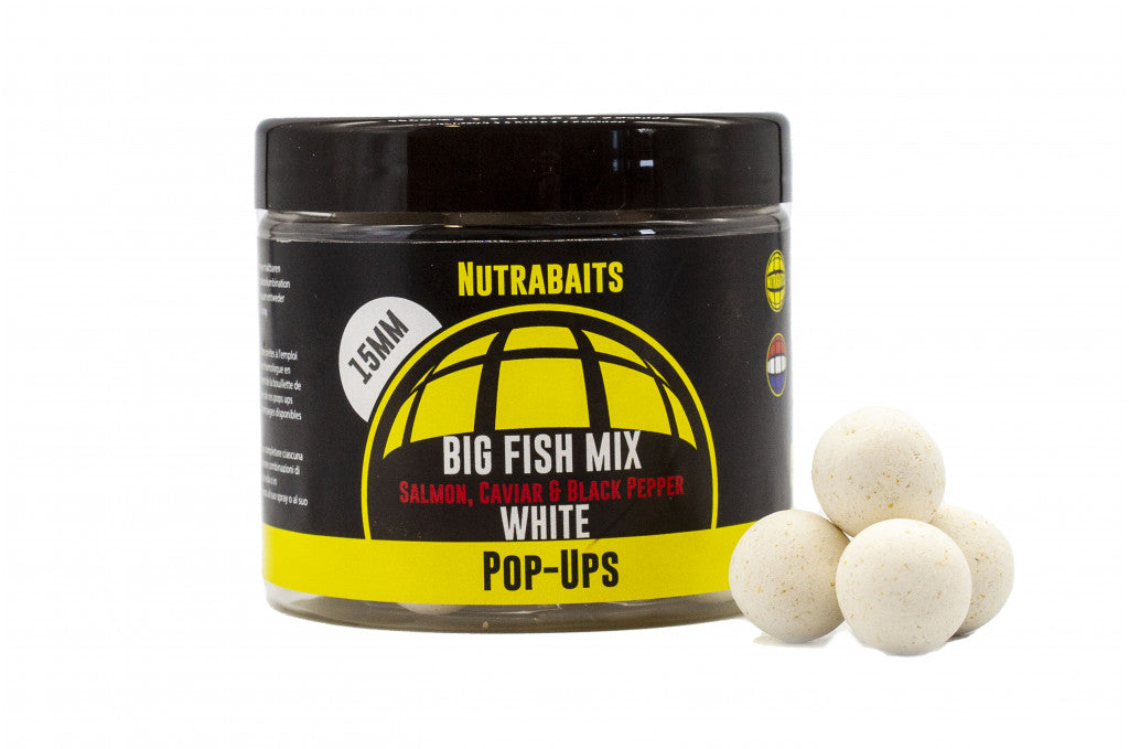 Nutrabaits pop-up Big Fish Mix (Salmon Caviar Black Pepper) Whites 15mm