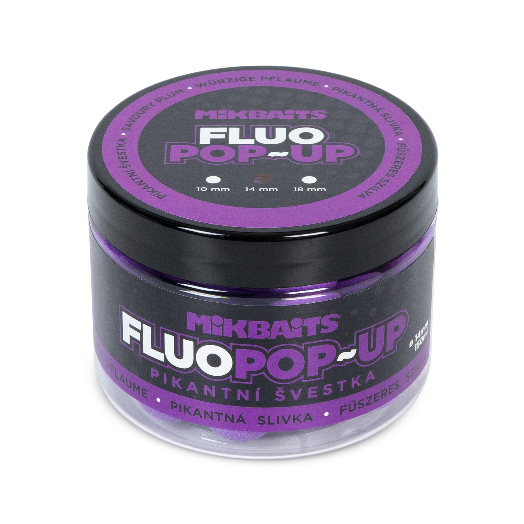 Mikbaits Plovoucí fluo boilie 150ml Pikantní švestka