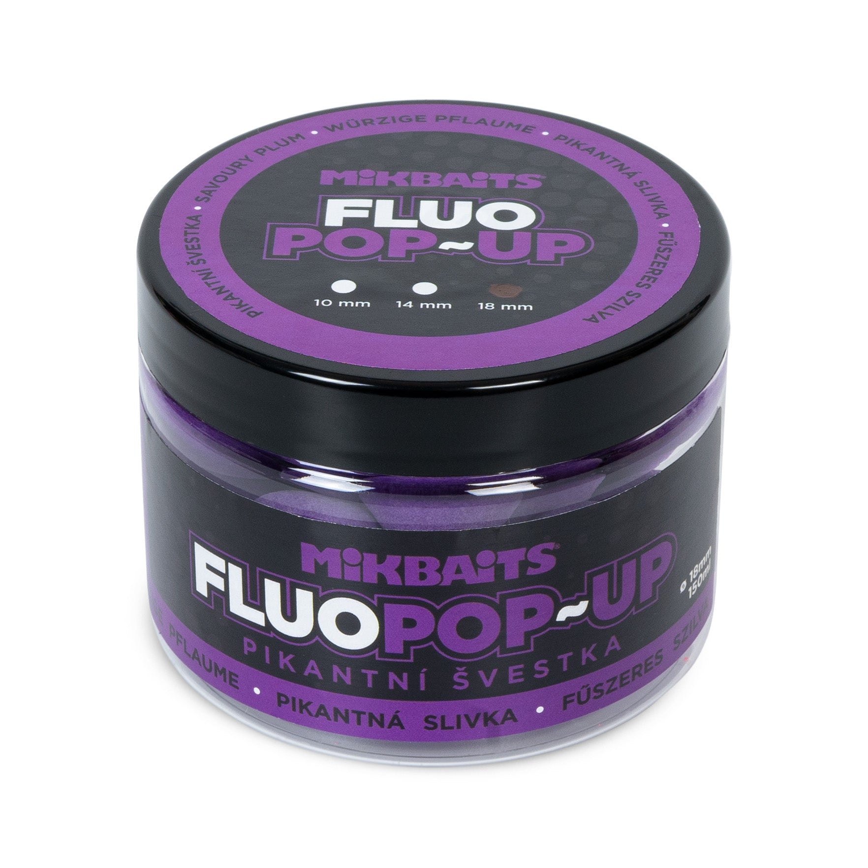 Mikbaits Plovoucí fluo boilie 150ml Pikantní švestka