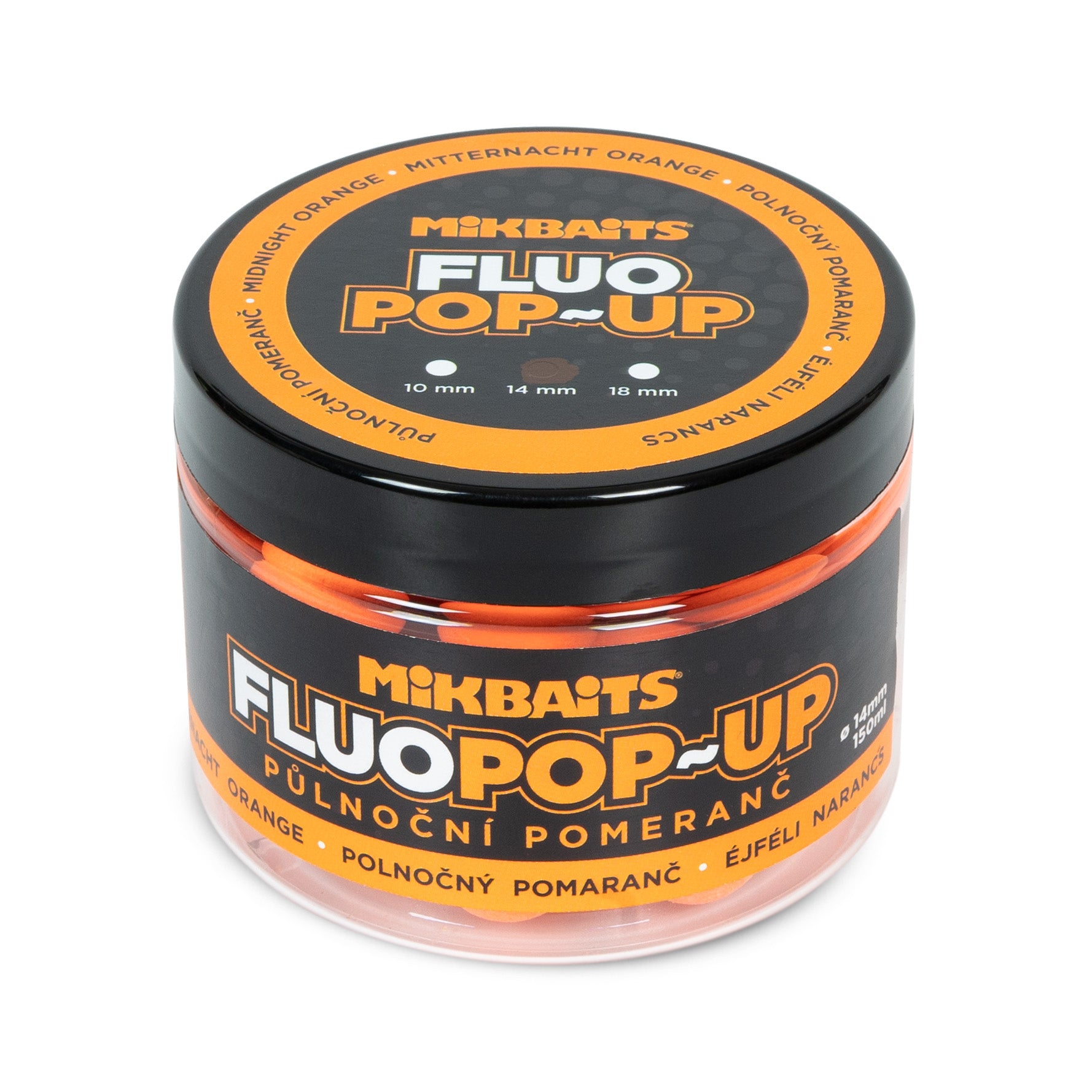 Mikbaits Plávajúce fluo boilie 150ml Polnočný pomaranč