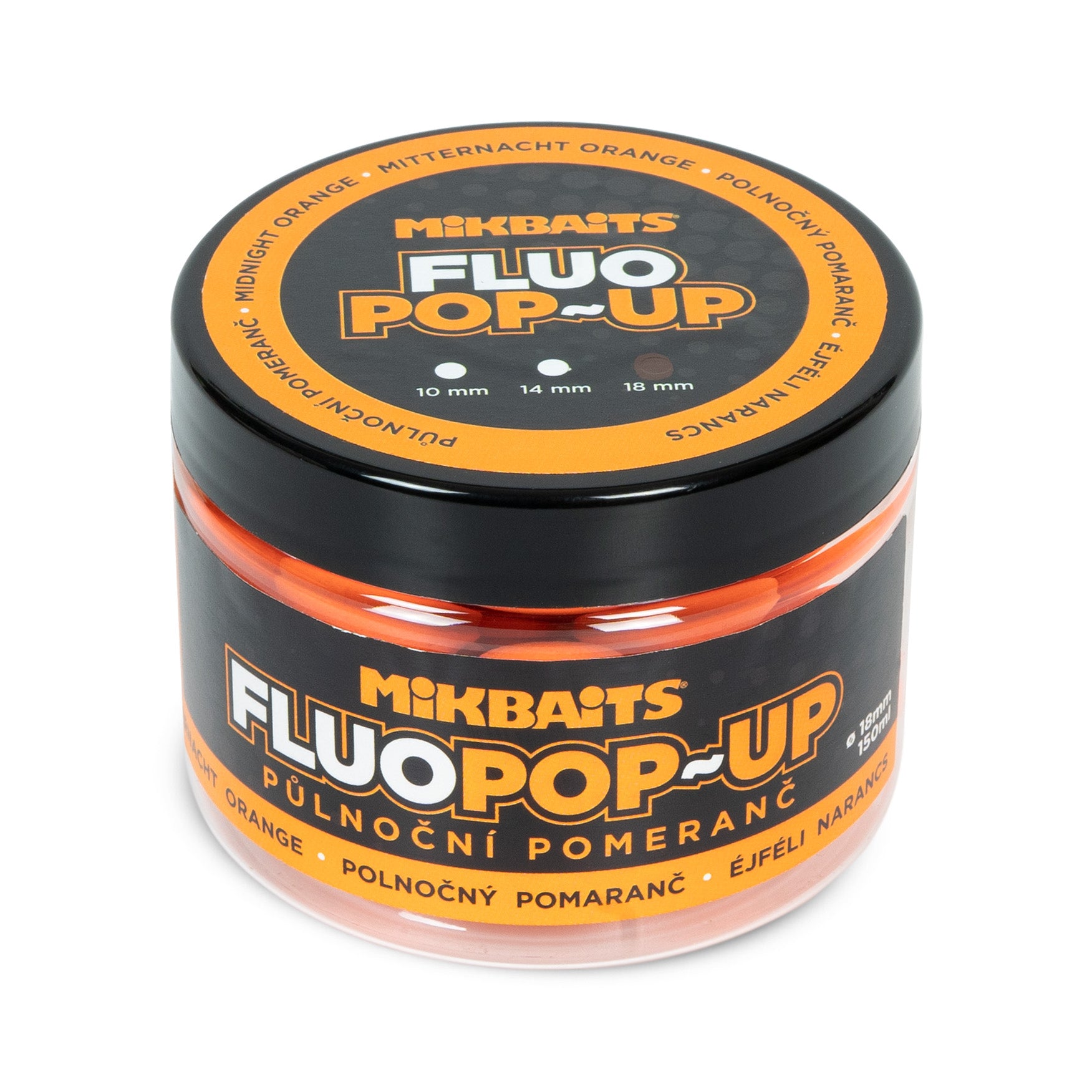 Mikbaits Plovoucí fluo boilie 150ml Půlnoční pomeranč