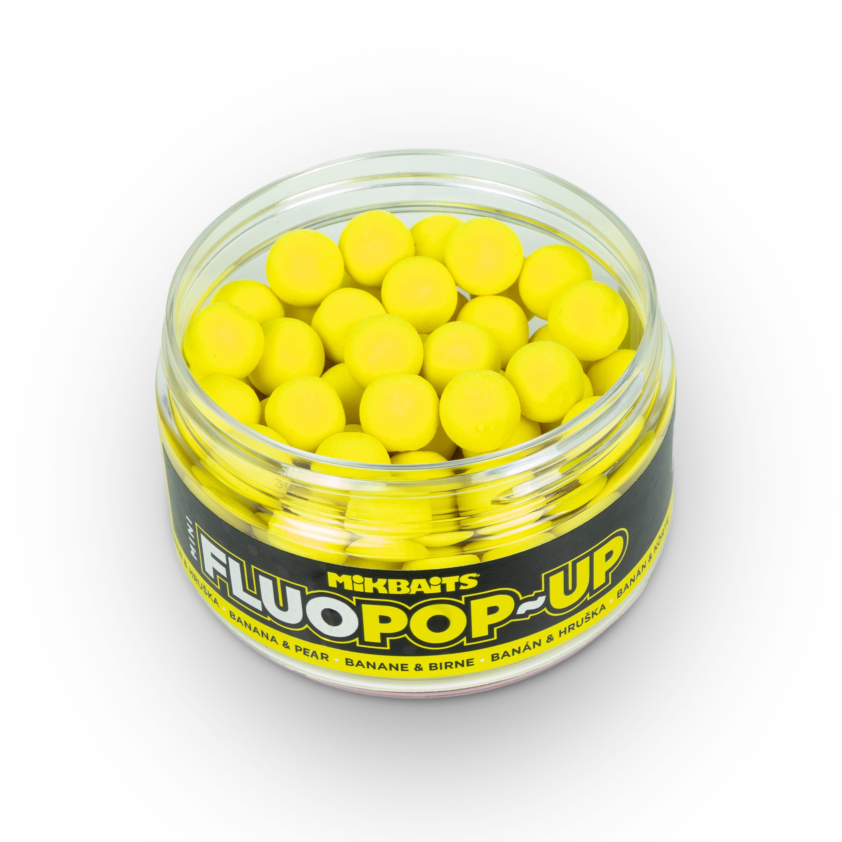 Mikbaits Mini Plávajúce fluo boilie 100ml Banán Hruška