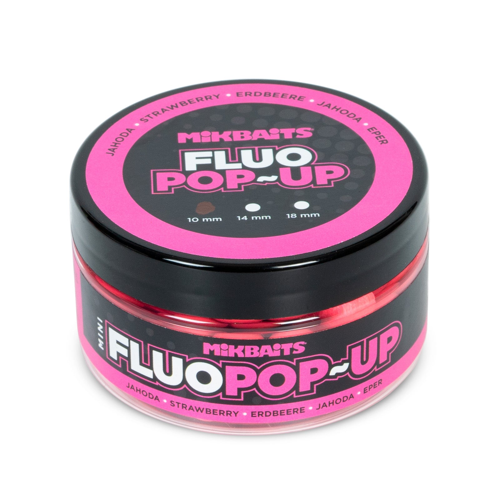 Mikbaits Mini Pop-up fluo boilie 100ml Strawberry