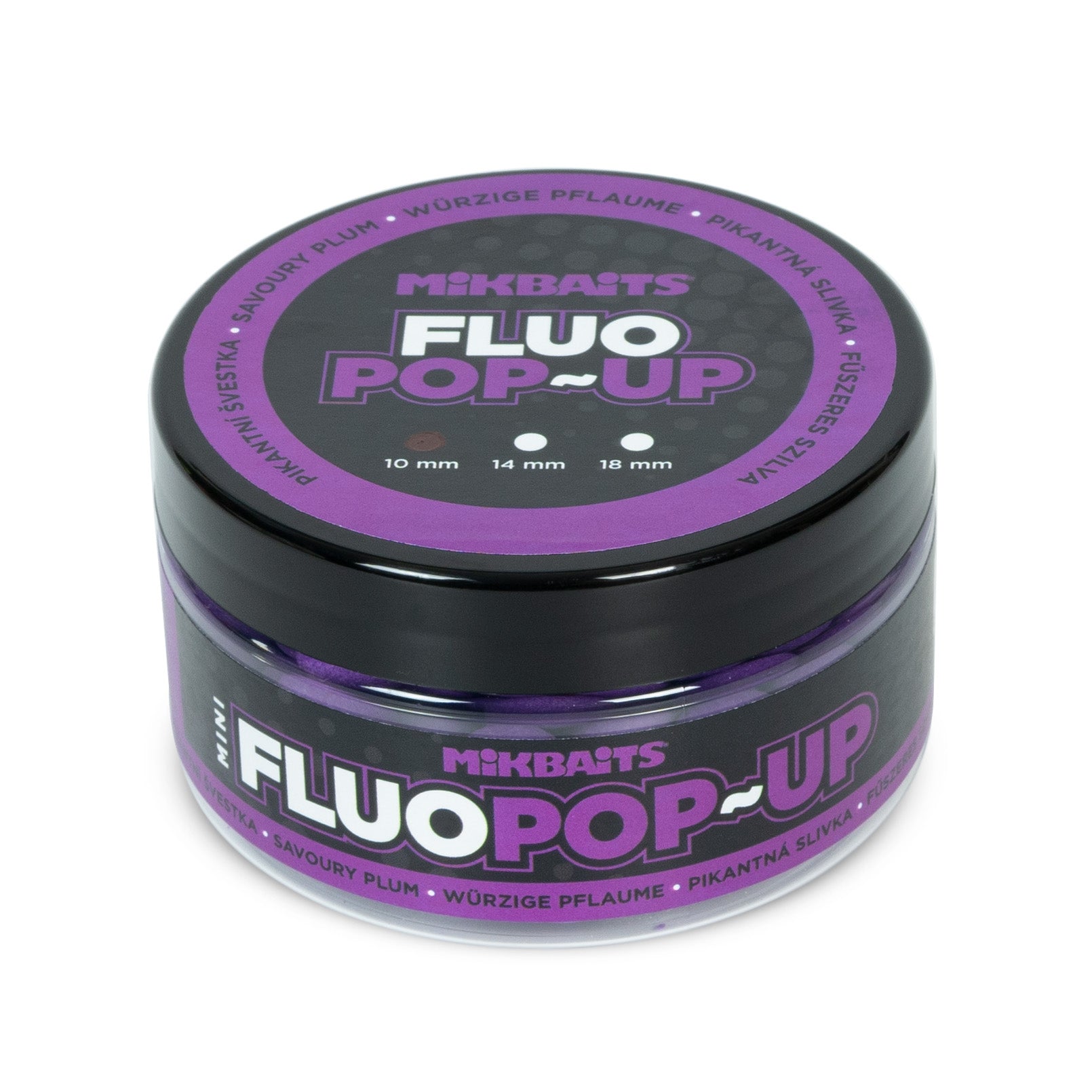 Mikbaits Mini Pop-up fluo boilie 100ml Savoury Plum