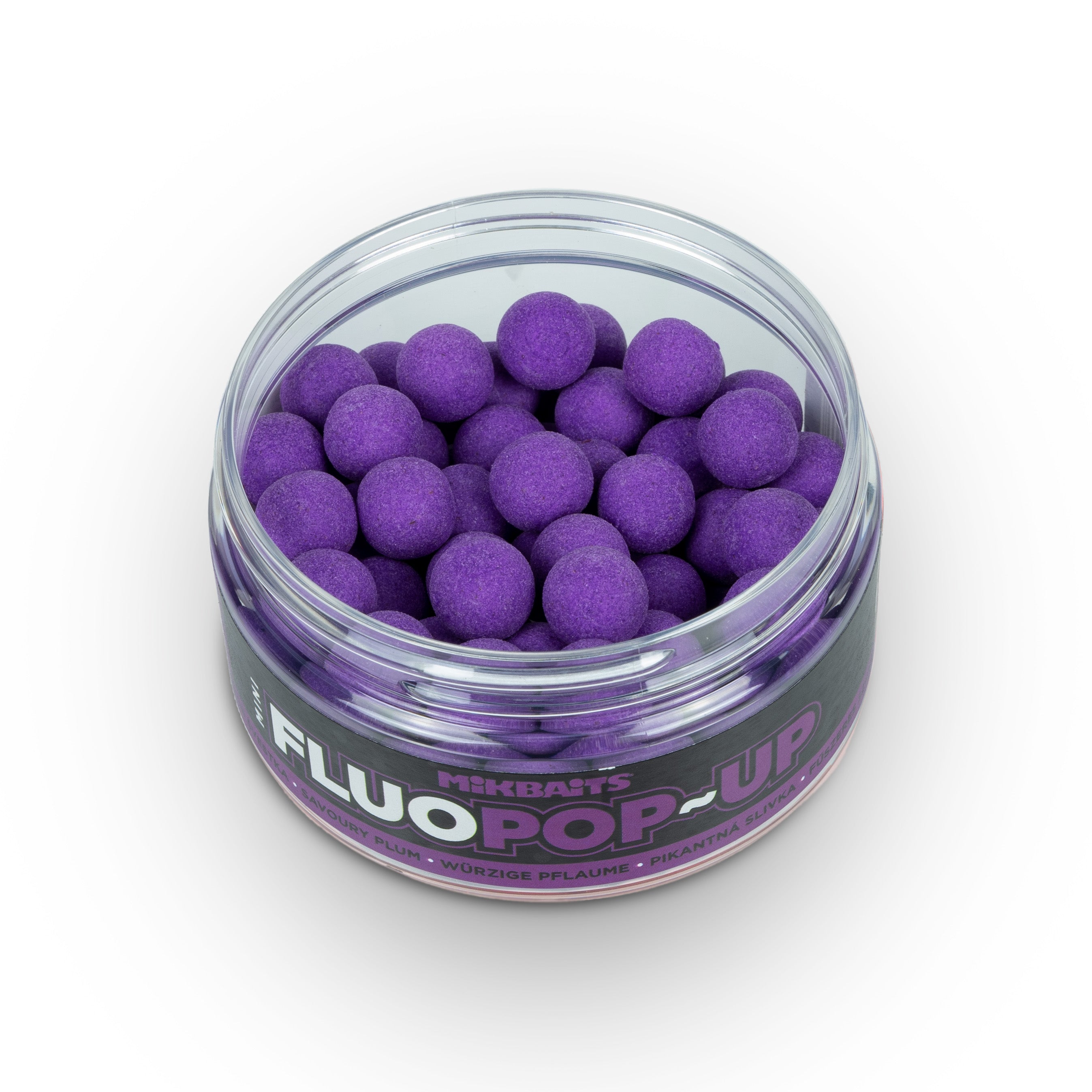 Mikbaits Mini Pop-up fluo boilie 100ml Savoury Plum