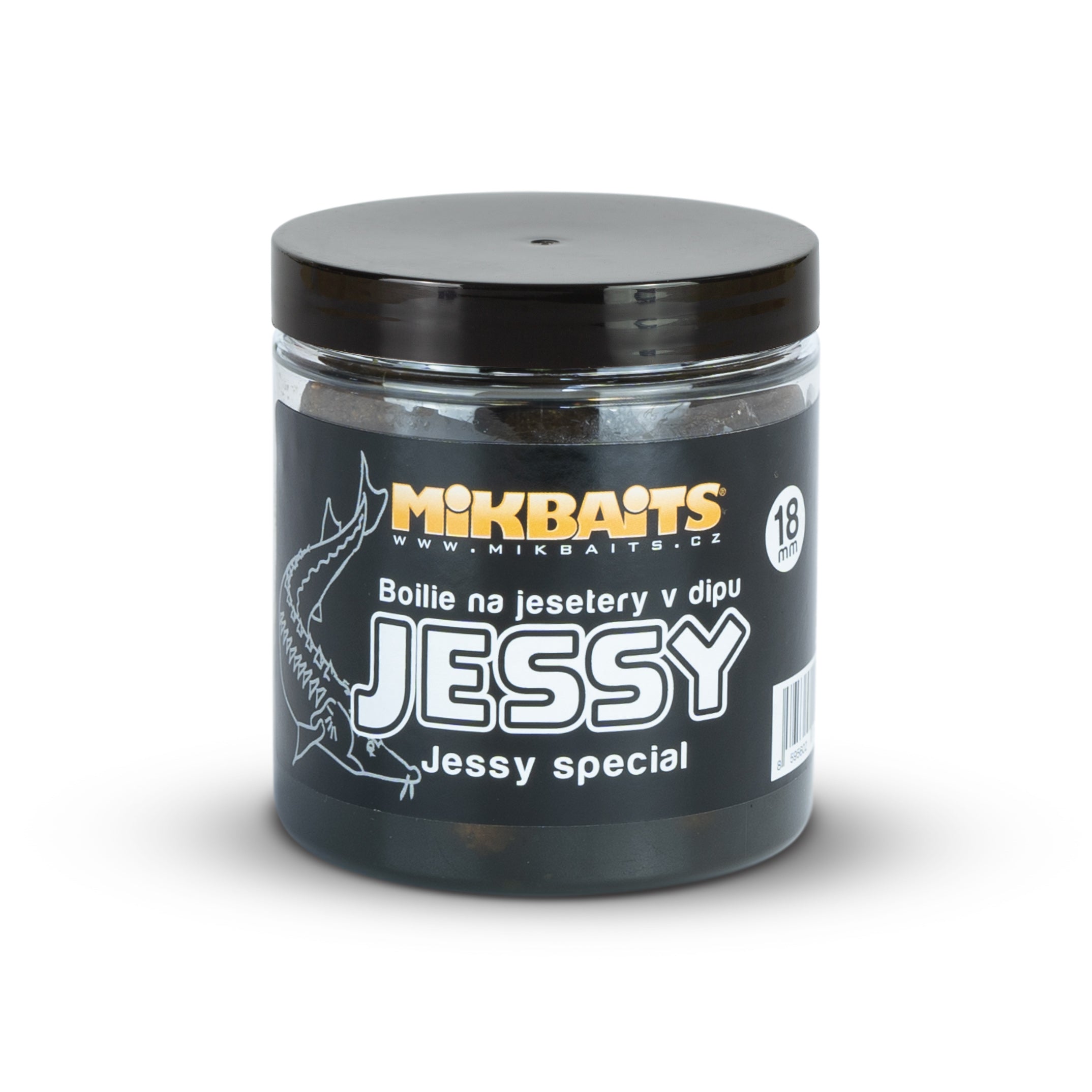 Mikbaits Jessy boilies na jesetery v dipe 250ml