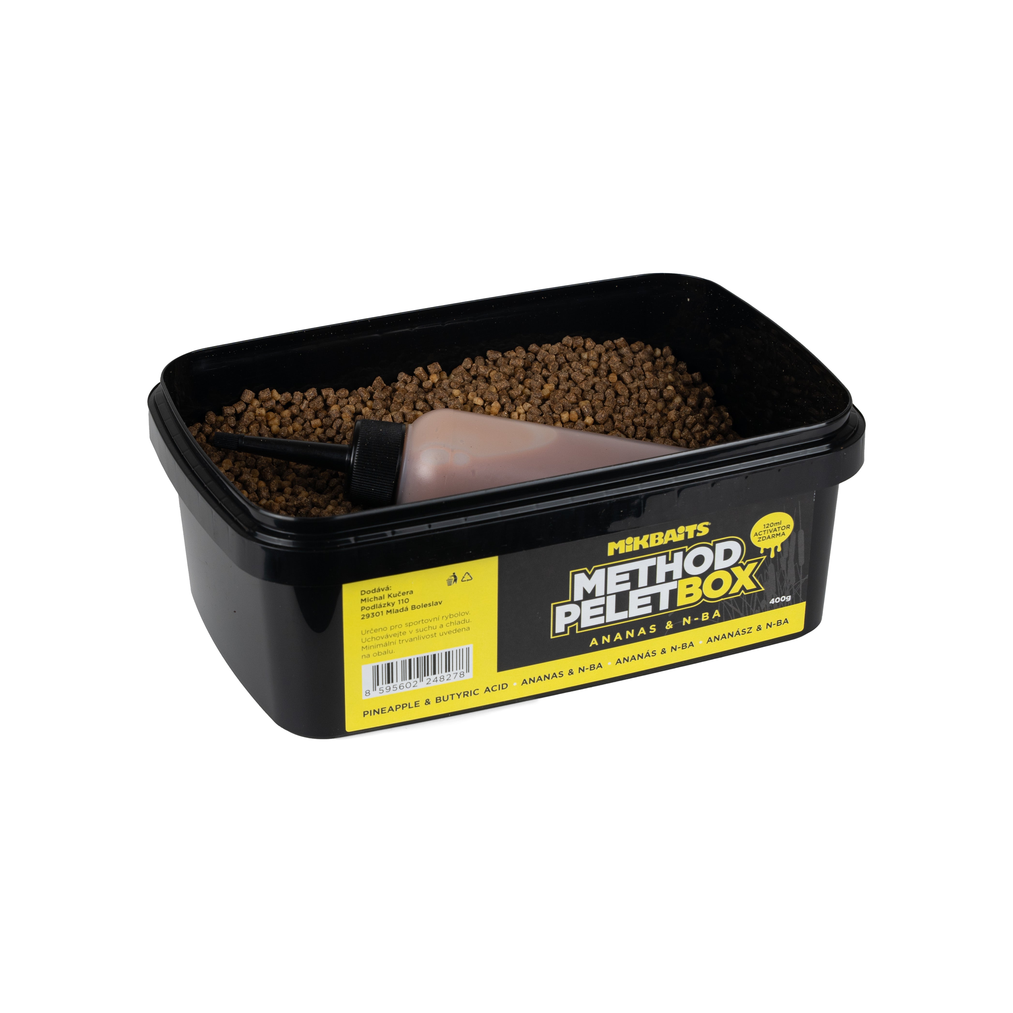 Mikbaits Method peliet box 400g + 120ml Activator Ananás N-BA